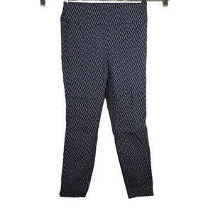 7th Avenue New York & Company Blue Skinny Pants Women Size S Pull-on Geometric